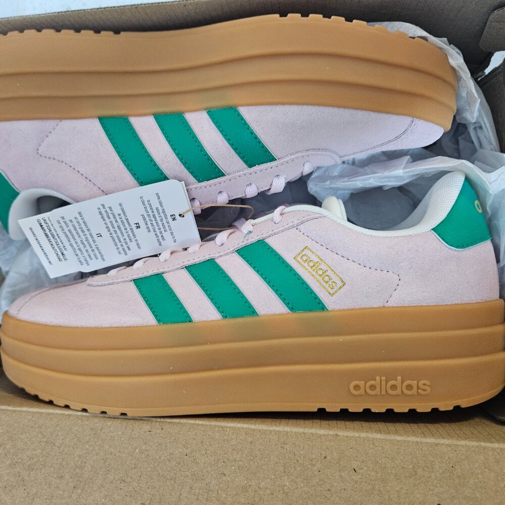 Adidas VL Court Bold Clear Pink Court Green Size 7 Womens Platform Sneaker NEW - Picture 16 of 16